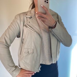 IRO gray leather jacket with small stud details (size 38)